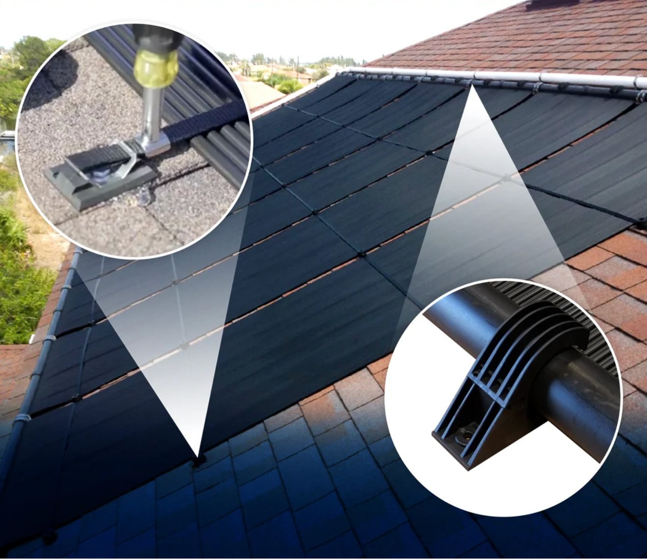 SwimEasy solar panel installation on a tile roof
