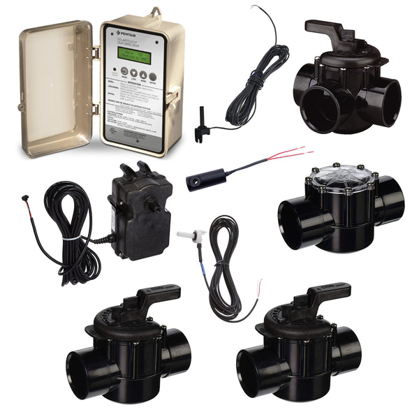 Automated Temperature Control Master Package (Digital Controller, Motorized Actuator, Complete Pentair Valve Set, Water & Solar Sensors)