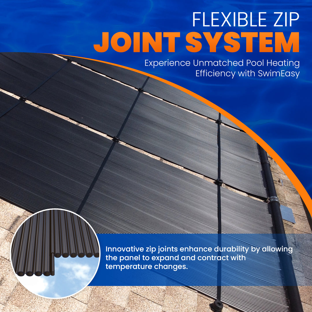 SwimEasy High-Performance Solar Pool Heater Panel Replacement - Highest Performing Design - 15-20 Year Life Expectancy (Includes 4 Heavy-Duty Rubber Hose Connectors)