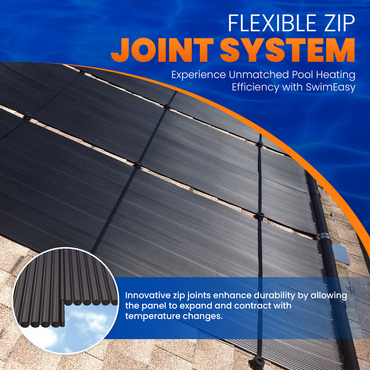 SwimEasy High-Performance Solar Pool Heater Panel Replacement - Highest Performing Design - 15-20 Year Life Expectancy (Includes 4 Heavy-Duty Rubber Hose Connectors)