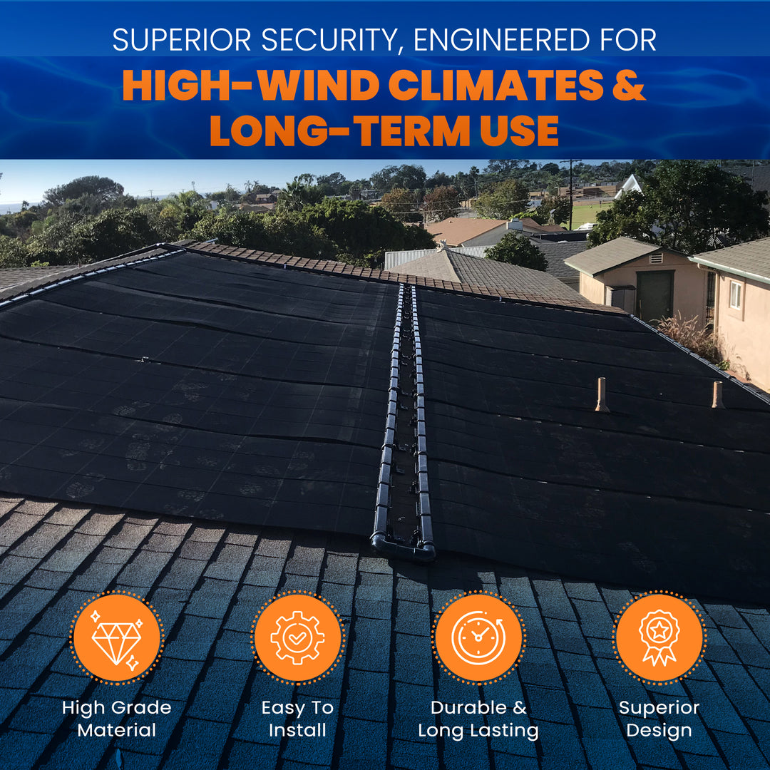 SwimJoy Industrial Grade Solar Pool Heater Panel - High-Wind Mounting Security