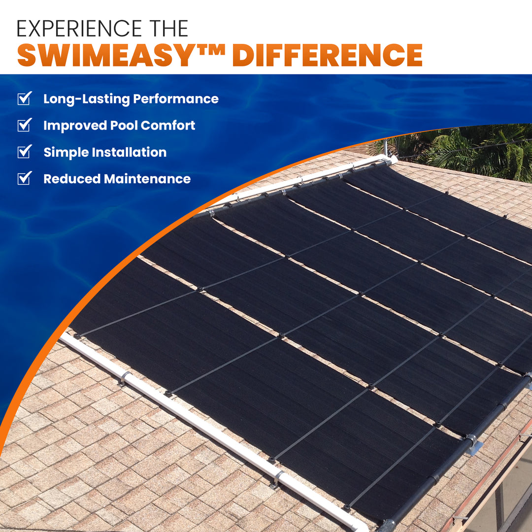 SwimEasy High-Performance Solar Pool Heater Panel Replacement - Highest Performing Design - 15-20 Year Life Expectancy (Includes 4 Heavy-Duty Rubber Hose Connectors)