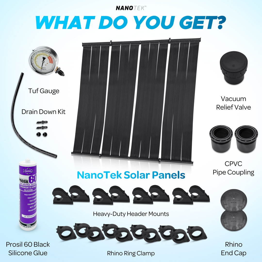 NanoTek NexGen DIY Solar Pool Heater Kit - Advanced Nano Graphitic Multilayered Composite - 40% More Heating - Requires Significantly Less Roof Space