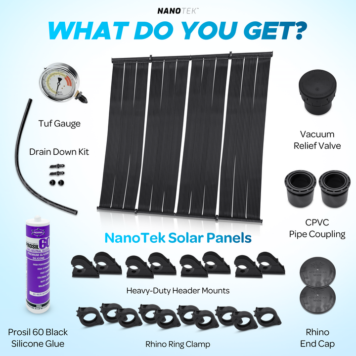 NanoTek NexGen DIY Solar Pool Heater Kit - Advanced Nano Graphitic Multilayered Composite - 40% More Heating - Requires Significantly Less Roof Space