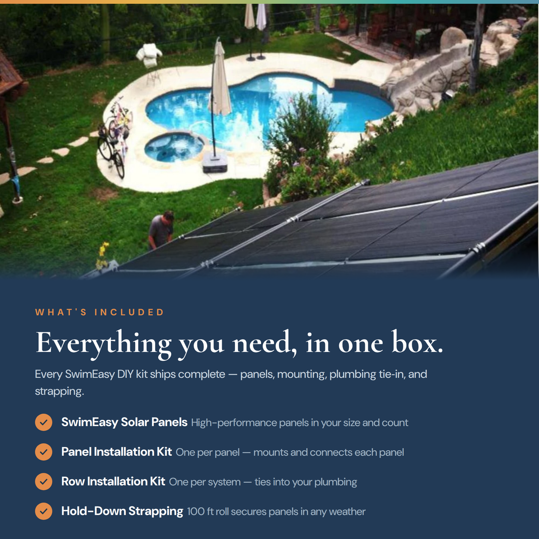 SwimEasy High-Performance Solar Pool Heater Panel Replacement - Highest Performing Design - 15-20 Year Life Expectancy (Includes 4 Heavy-Duty Rubber Hose Connectors)