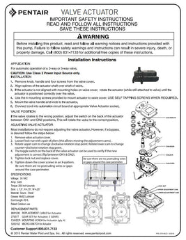 Pentair 3-Port Motorized Valve Actuator, 180°, 24V